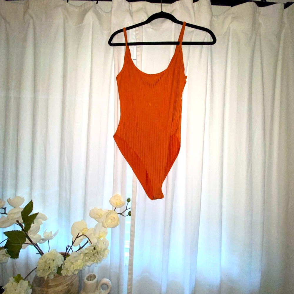 Ribbed orange bodysuit
